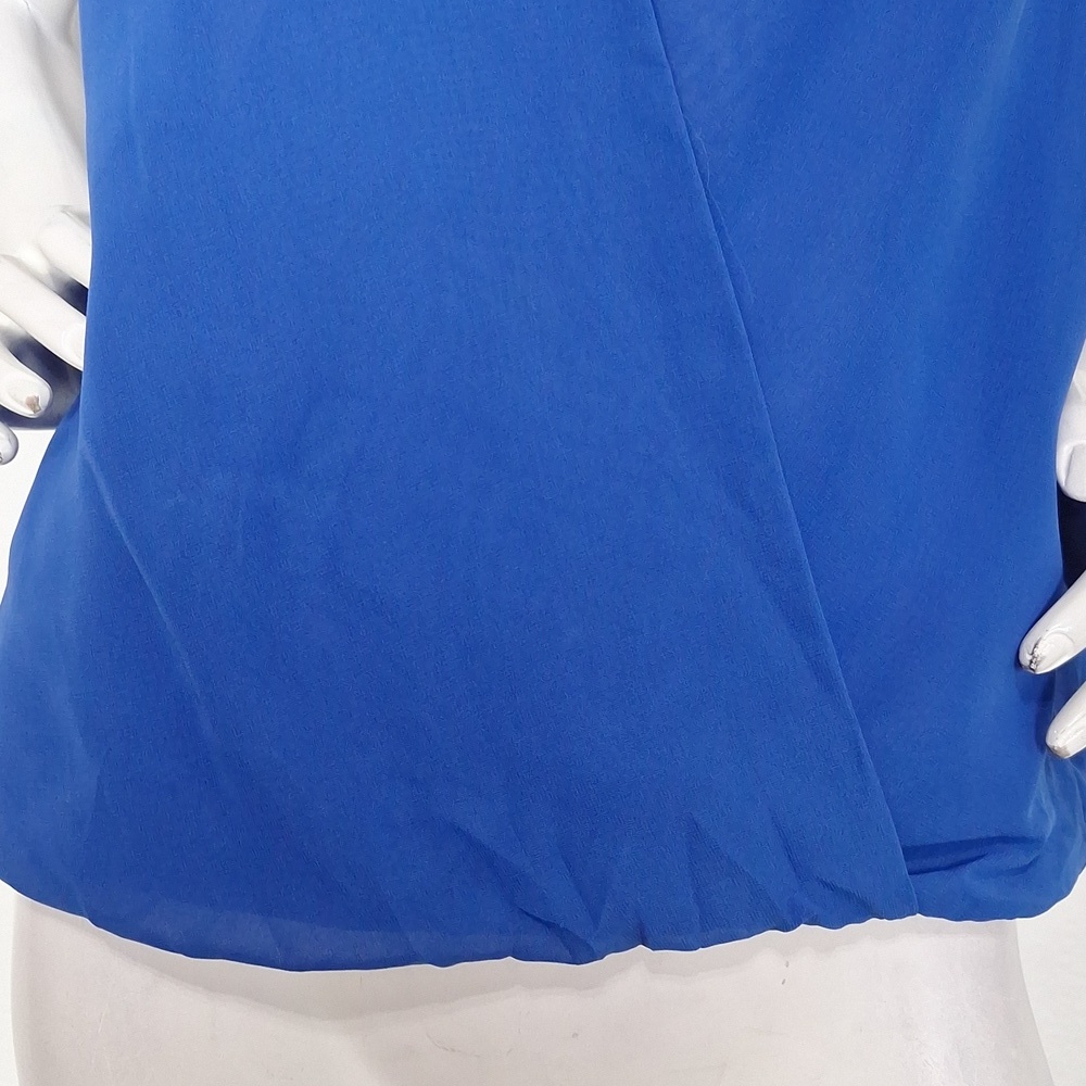Max Studio “NEW” Blue V-Neck Surplice Front Gorpcore Sleeveless Blouse Size S - Picture 4 of 14